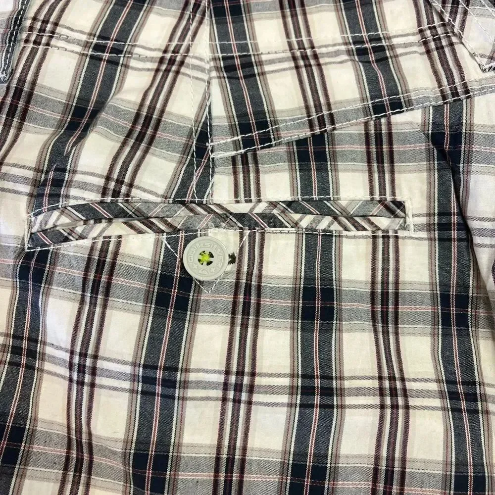 Quiksilver Red White Blue Plaid Bermuda Shorts sz 34